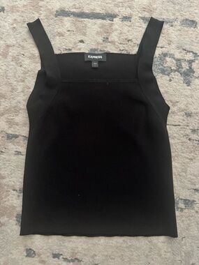 Express Black Square Neck Ribbed Tank Top Size Large